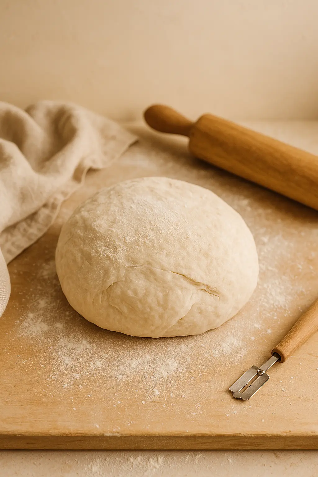 בצק טרי על משטח עבודה במאפיית Flour & Bloom