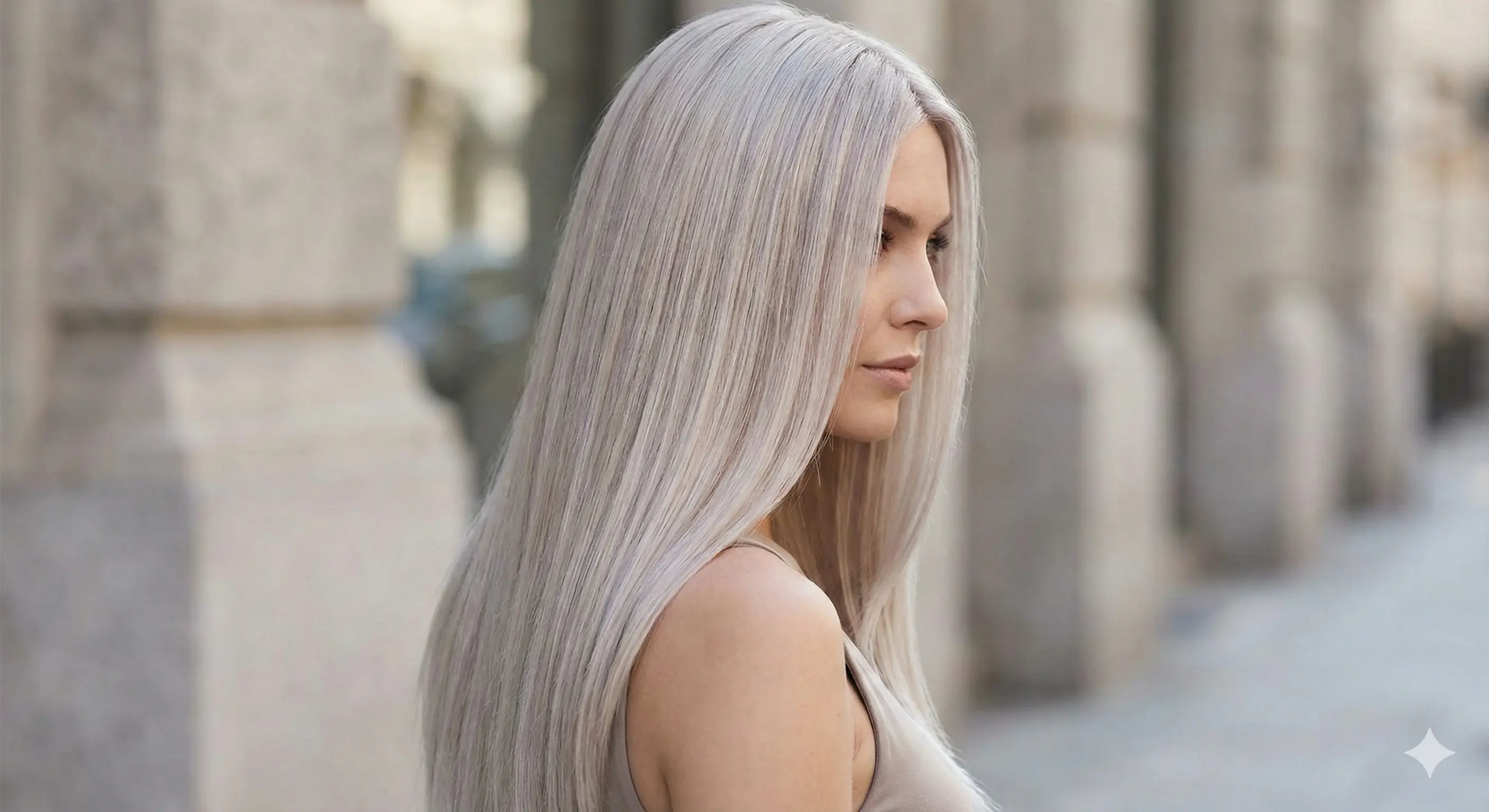 גווני בלונד קרים על שיער ארוך וחלק