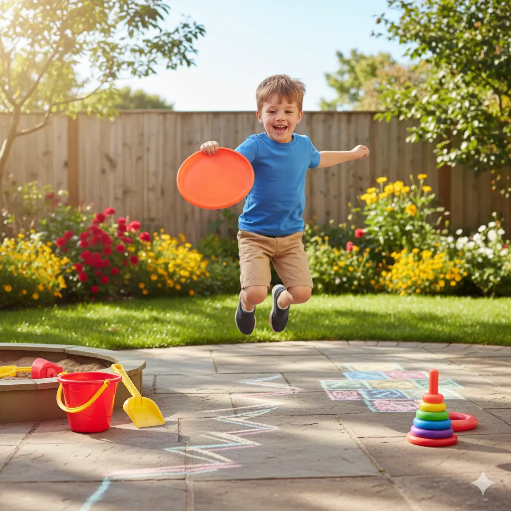ילד משחק בחוץ