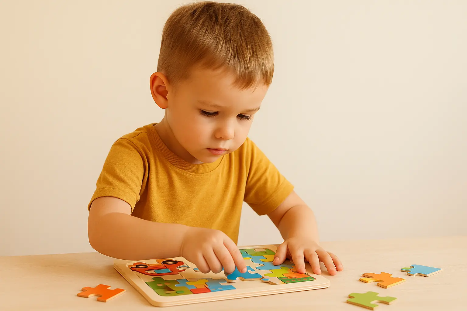 ילד מרכיב פאזל