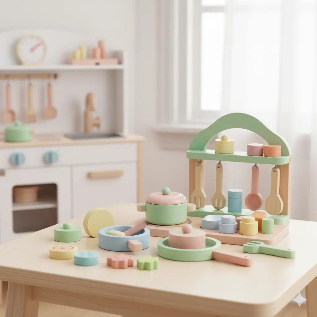 סט כלי מטבח מעץ