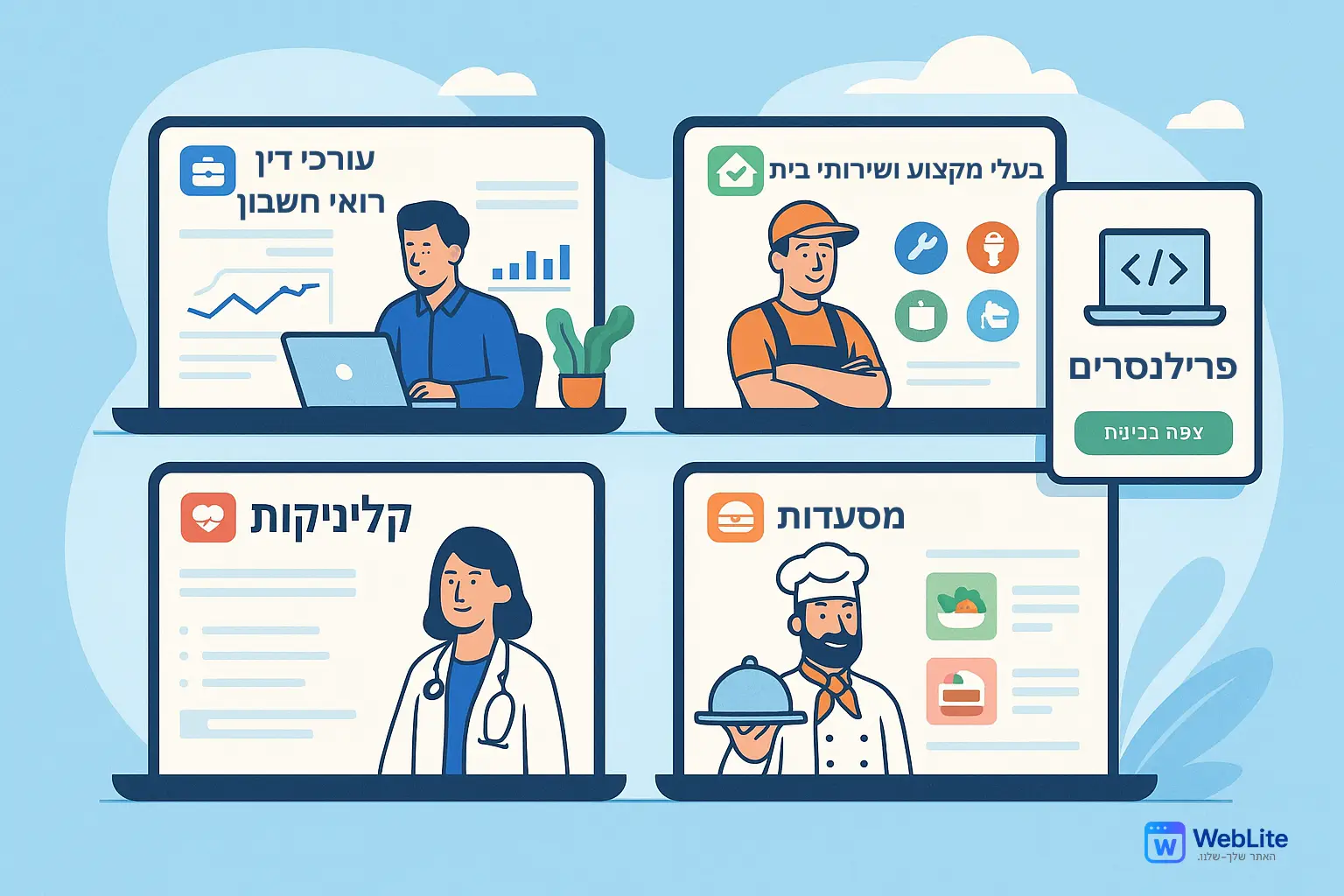 הדגמת אתרי WebLite בתחומים שונים