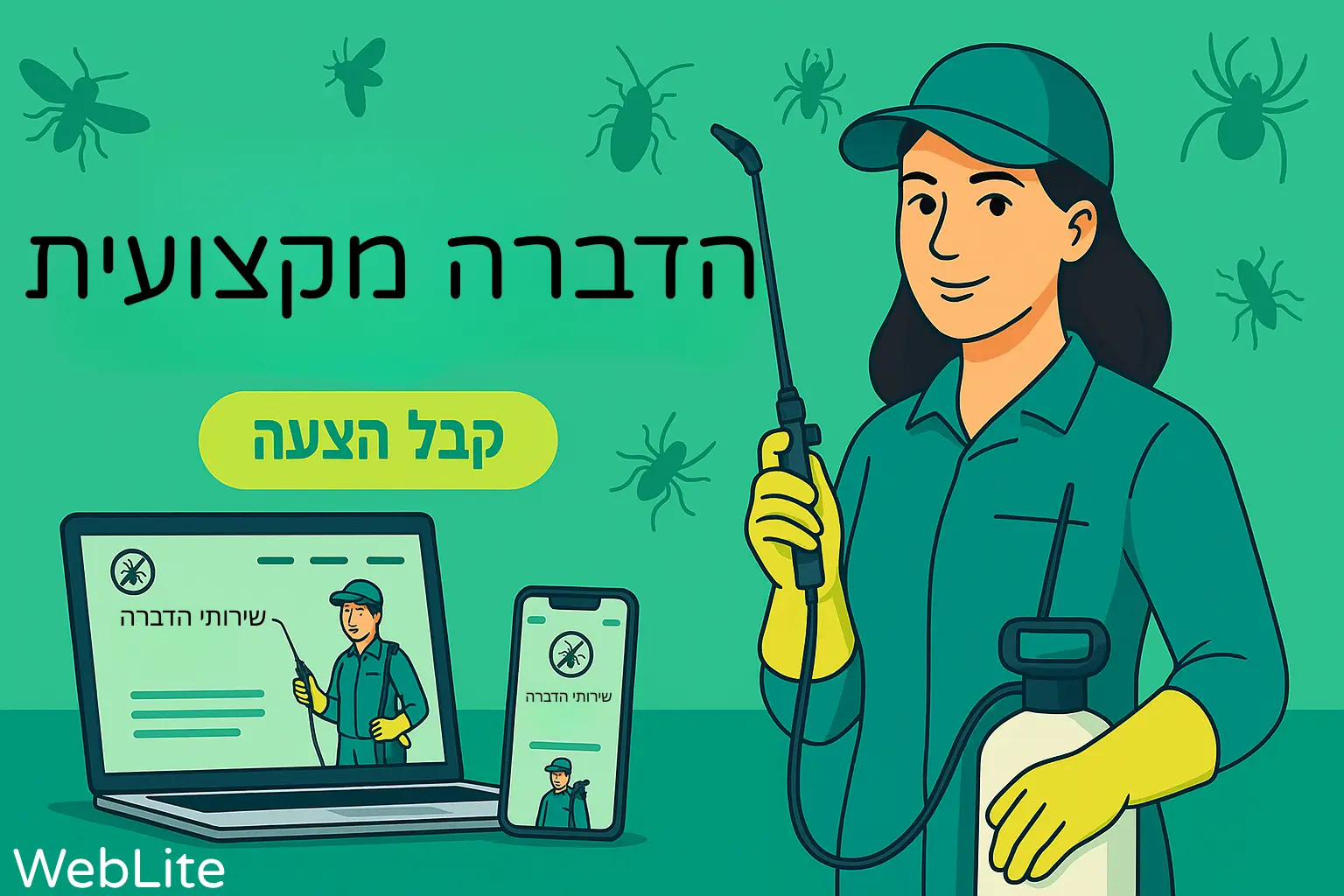 מדביר מקצועי בפעולה – דוגמה לאתר הדברה של WebLite
