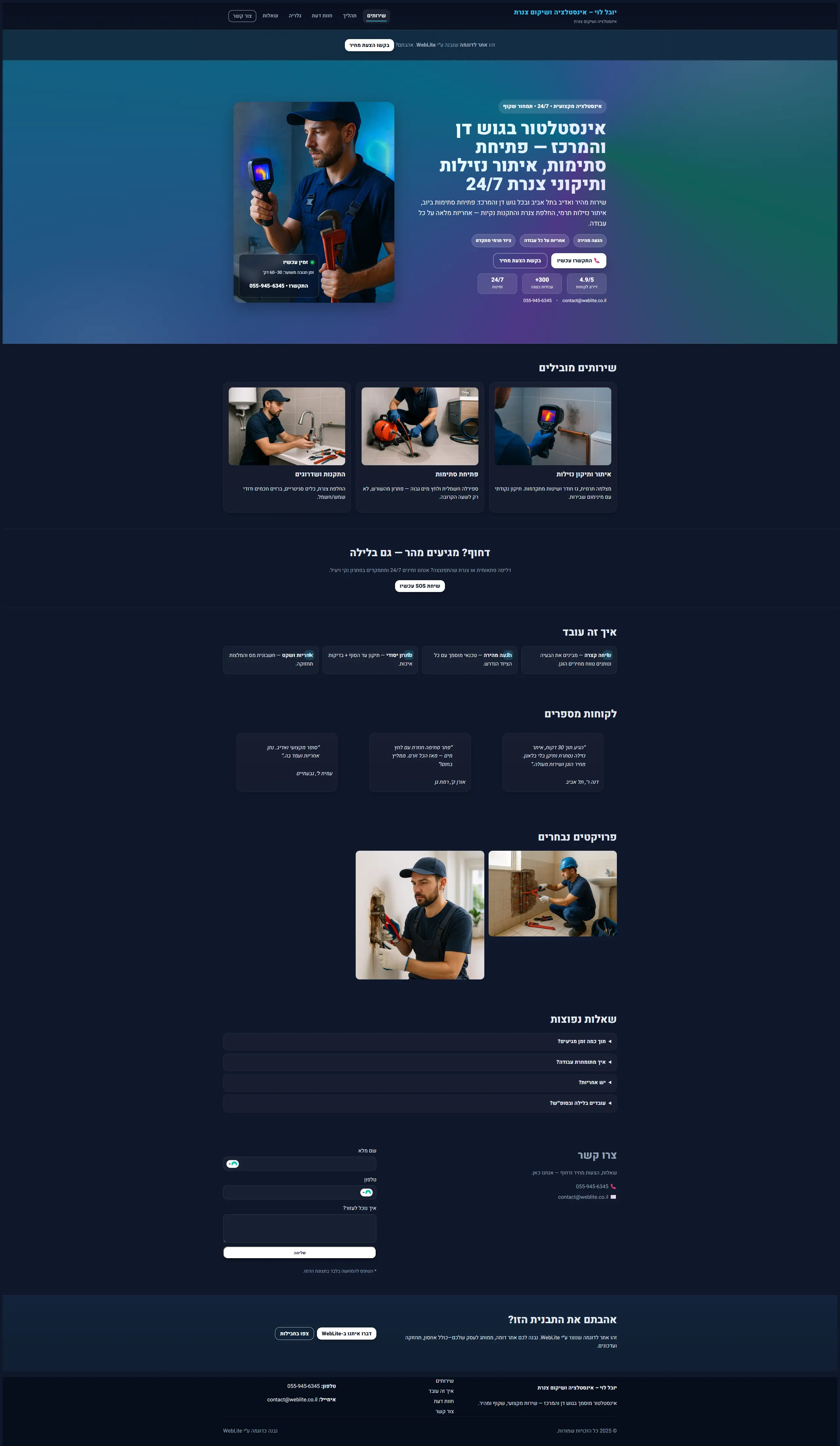 תצוגה מוקדמת: תבנית Plumber Pro